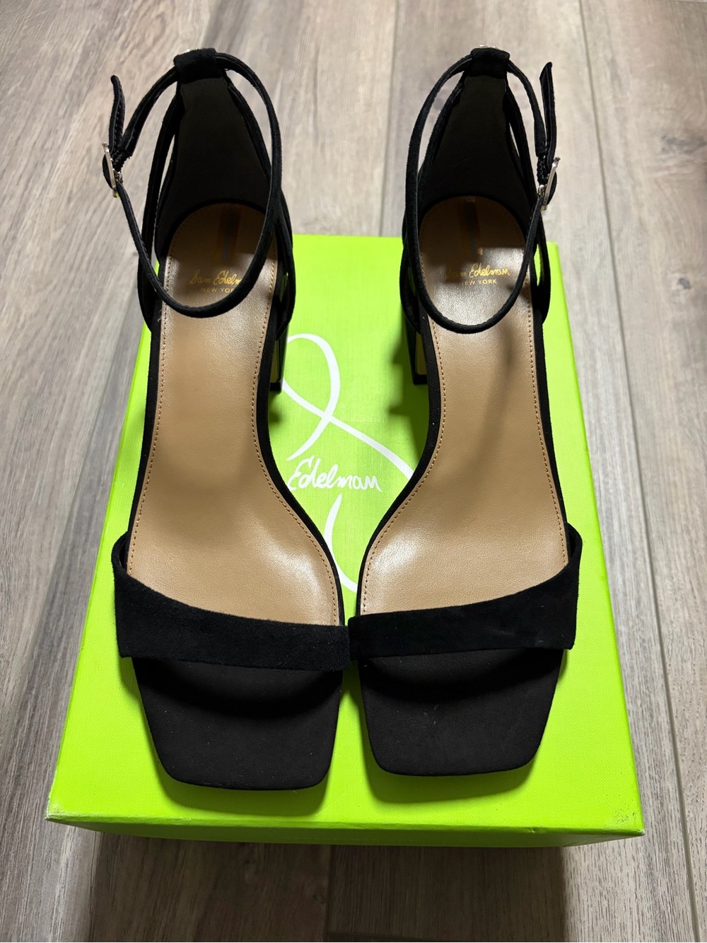 Sam Edelman Wilson Black Suede Ankle-Strap Block Heels